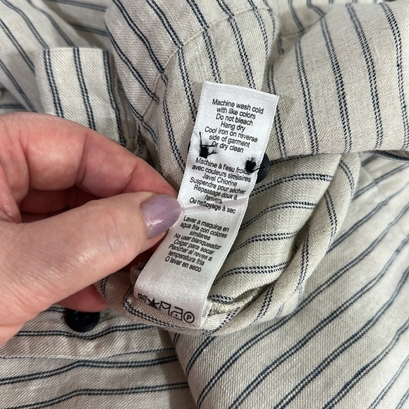 Frame Classic Men's Linen Striped Short Sleeve Button Down Shirt Size L - Picture 6 of 8